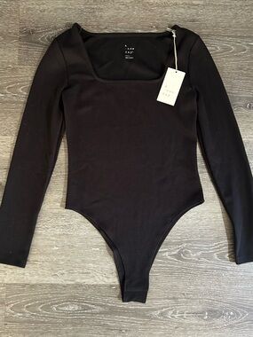 NWT Small A New Day Black Ribbed Long Sleeve Body Suit